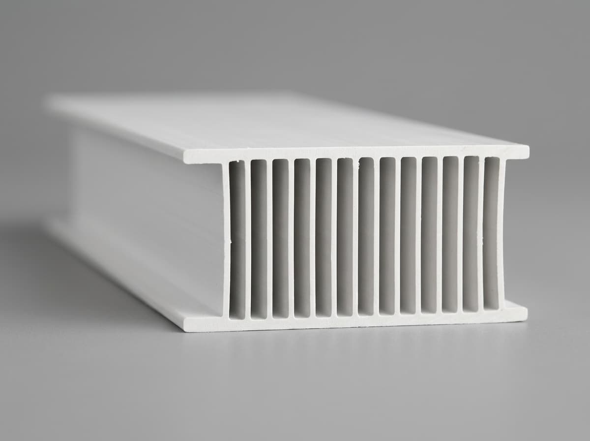 Detalle de la estructura interna aislante de un panel de PVC para techo
