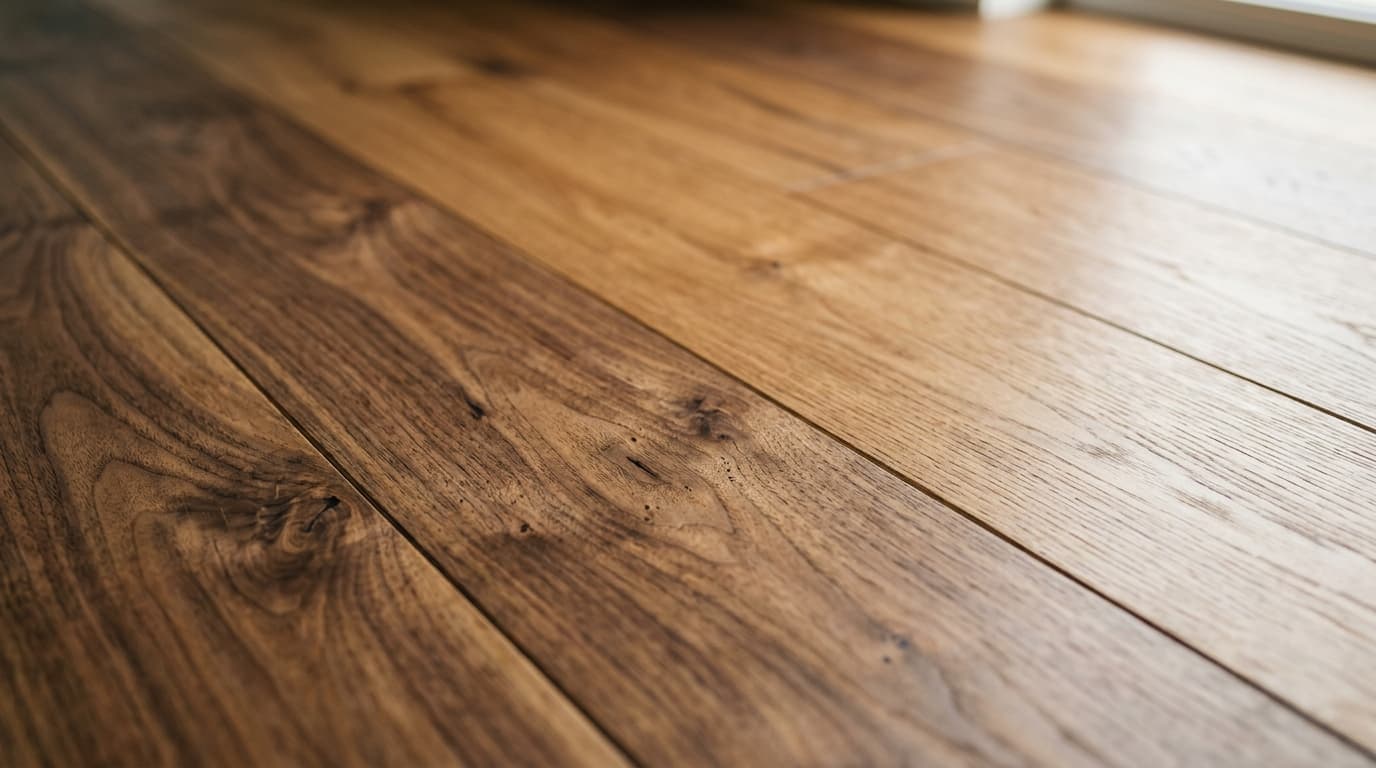 Piso flotante de madera recién instalado